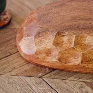 Acacia Wood Set of 7 Oval design Mother bowl with 4 servers and utensils Handmade bowls Salad Bowl Pasta Bowl Serving Bowls image 3