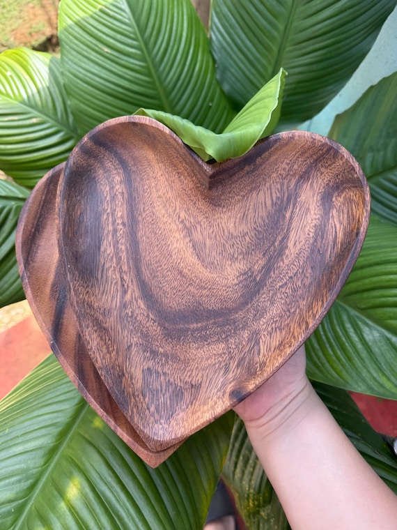 Handgemachte Akazienholz Herzplatte | Herzteller | Holzteller | Herz Teller | Liebe Teller | Haus Küche Dekor Geschenke |Geschenk-Set| Valentinstag