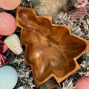 Christmas Tree Acacia Wood Bowl | Christmas Tree Dough Bowl | Christmas Holiday bowl | Christmas decor bowl | Christmas trinket bowl