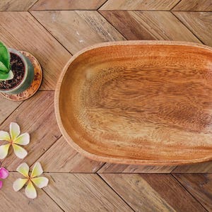 Acacia Wood Set of 7 Oval design Mother bowl with 4 servers and utensils Handmade bowls Salad Bowl Pasta Bowl Serving Bowls image 2