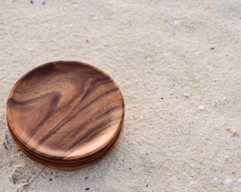 Handmade Acacia Wood round plate | Round plate |Wood plate | Wooden plates | Wooden Serving Set | Home Kitchen Decor Gifts | Gift Set