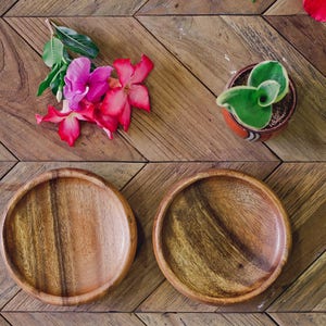 Set of 2 Handmade Acacia Wood Round Calabash bowls |  Wooden Serving Set | Round bowls |  Wood bowls | Round Calabash | Kitchen Decor Gifts