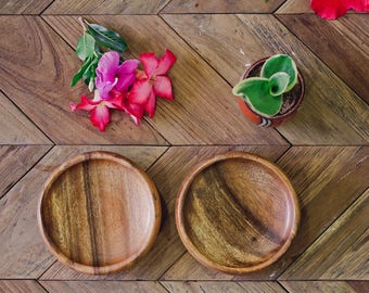 Set of 2 Handmade Acacia Wood Round Calabash bowls |  Wooden Serving Set | Round bowls |  Wood bowls | Round Calabash | Kitchen Decor Gifts