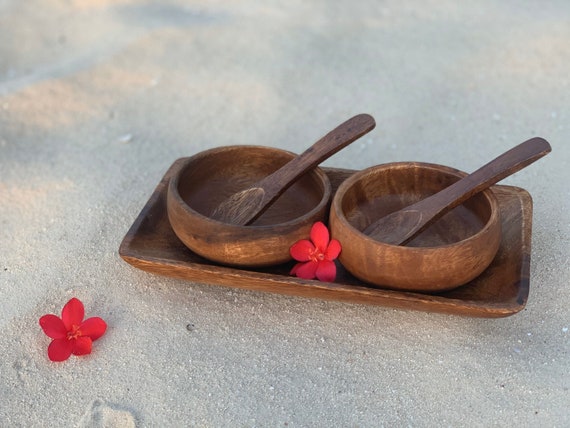 Set of Handmade Acacia wood Round Calabash bowls with tray Round  Calabash bowls set Home Kitchen Decor Gifts Wooden Serving Set