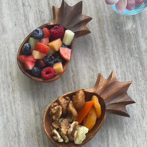Set of 2 Handmade Acacia Wood pineapple shaped bowls | Wood bowls | Wooden bowls | Wooden Serving Set | Tropical Decor | Gift Set