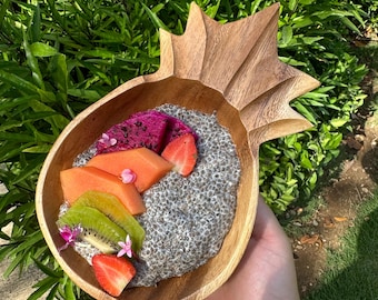 Acacia Ananasschalen | Ananasschalen | Houten ananasschalen | Hawaiiaanse kommen | Luau-decor | Hawaiiaans decor | | Smoothiebowl