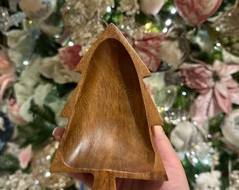 Cuenco de madera para árbol de Navidad en miniatura / Cuenco para árbol de Navidad / Diseño de cuenco festivo / Cuenco decorativo navideño / Cuenco para baratijas navideñas / Cuenco festivo