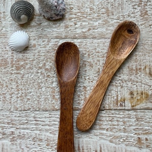 Set of 2 Handmade Acacia mini Wooden Utensils 4"| Rustic Tableware | Wooden Cutlery | Utensils | Wooden Spoon | Wooden Gift | Gift