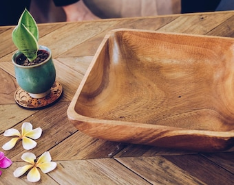 Artisan Square Acacia Wood Bowl | Acacia Wood Bowl | Square design | Handmade bowl | Salad Bowl | Pasta Bowl | Wooden Square Bowl Wood Bowl