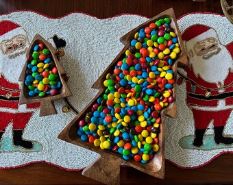 Juego de árbol de Navidad / Juego de cuencos navideños / Cuencos de madera para árbol de Navidad / Cuenco navideño / Decoración navideña / Cuenco para baratijas navideñas