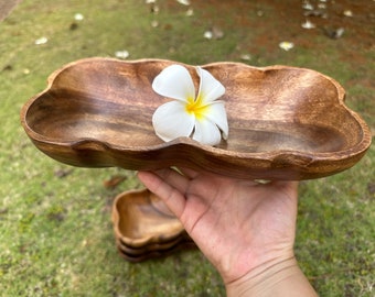 Handmade Acacia wood long flare rectangle bowls | Wooden candle vessel |  Kitchen Decor Gifts| Wood bowl | Candle bowl | Dough bowl | Bowls