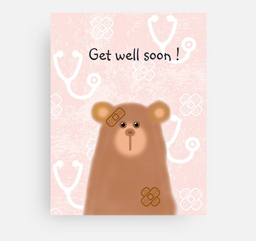 Convalescence Card, Sick Bear Card, Card for Someone Who is Sick or ...