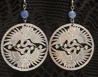 Kyanite everyday earrings with cranes