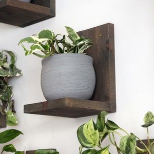 Modern Handmade Plant Shelf, 3 Pack of Midcentury Modern Wall Shelves, Cat Proof L Shaped Floating Shelves