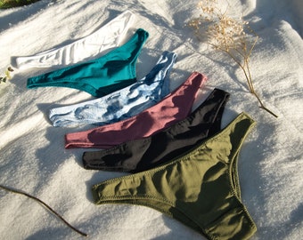 Hemp organic cotton Underwear/ organic lingerie/ cheeky style organic cotton/ bamboo rayon panties/ Handmade