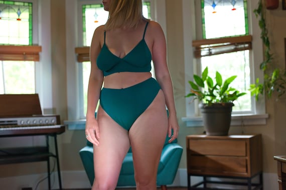 Oasis Teal Bamboo Brallette Panty Set/ Full Figured Lux Lingerie