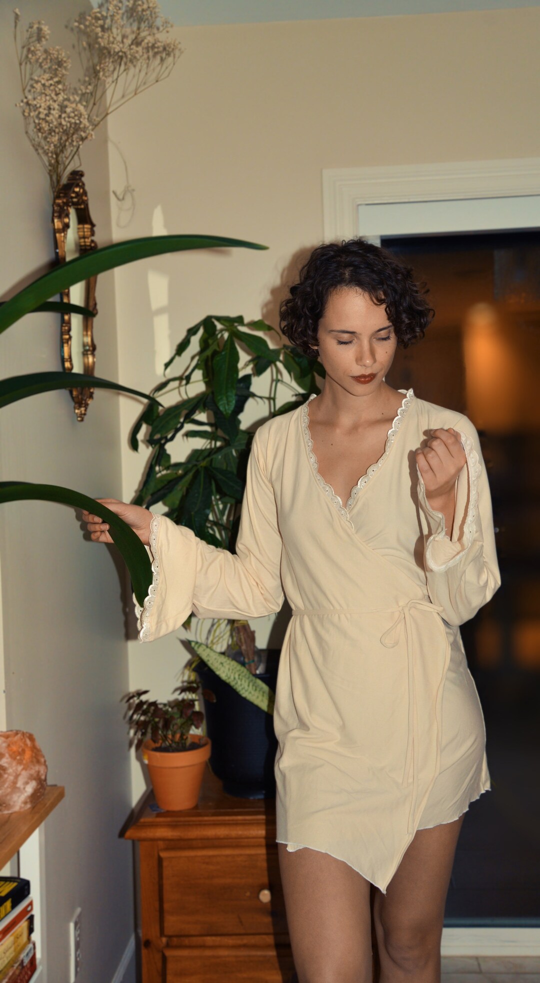 Robe/ Bamboo Lace Robe/ Moon and Stars Robe/ Made in Canada/ Made in Bc