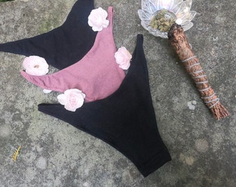 3 Pack Hemp High Cut Panties: Handmade Eco Underwear