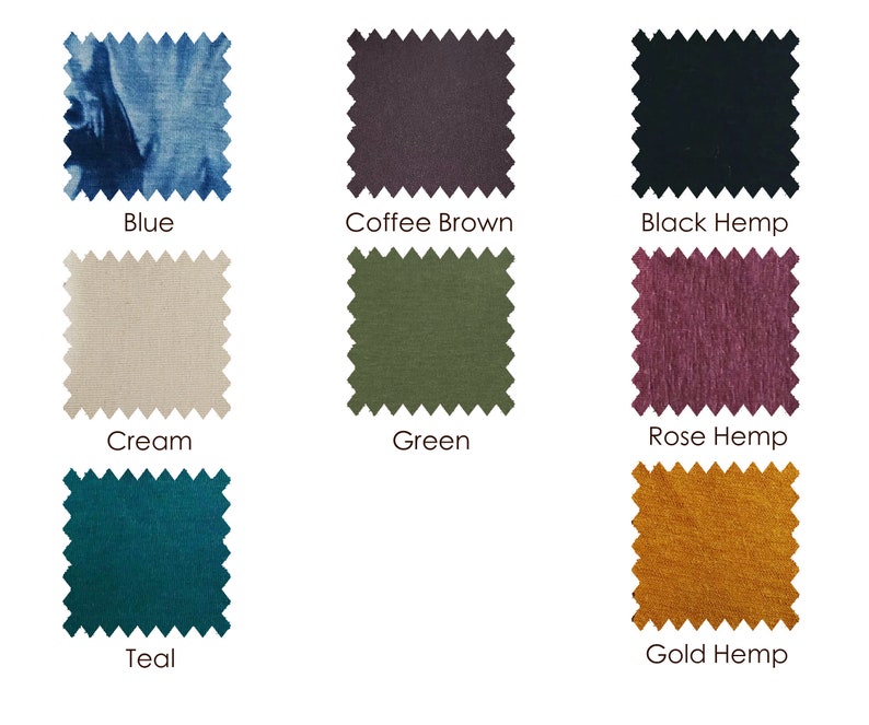 May include: Swatch cards showing different fabric colours and textures. The colours include blue, coffee brown, black, cream, green, rose, teal, and gold.