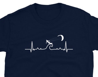 Heartbeat EKG Pulse Kitesurfing Surfer Gift T-Shirt For Man & Woman – Kite Surf Surfing Tee – Kite Boarding Water Sports Lover Shirt