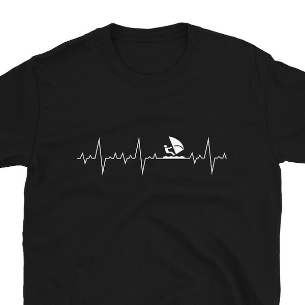 T-shirt regalo per uomo e donna Heartbeat Windsurf - Maglietta da windsurf - Maglietta Windsurfer Surfer Waves Lover