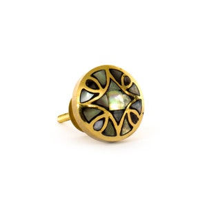 Black Brass Diamond Shell Knob, Mother of Pearl Knob, Round Vintage Knob and Pull, Cabinet Knob, Furniture Knob, Decorative Knob, Shell Knob