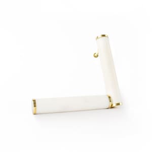 White Marble and Brass Cylinder Handle, Modern Cabinet Handle, Decorative Hardware, Furniture Hardware, Cabinet Handles, Pull, Marble Knob,