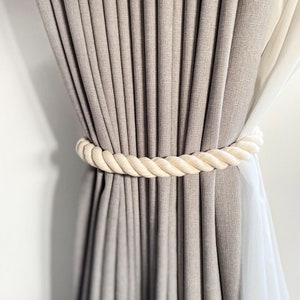 Cotton Rope Curtain Tie Back with Clasp, Bohemian Chic Curtain Tie Back, Coastal Curtain Tie Back, Rope Curtain Tie Back, White Tie Back