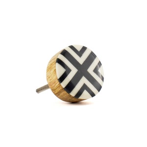 Black and White Intersection Knob, White and Black Knob, Monochrome Knob, Cabinet Knob, Furniture Knob, Decorative Knob, Boho Decor, Rustic