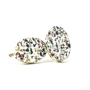 Oval Resin Terrazzo Knob, Resin Cabinet Knob, Furniture Hardware, Modern Decor, Terazzo Knob, Half Moon Knob, Small Knob, Acrylic