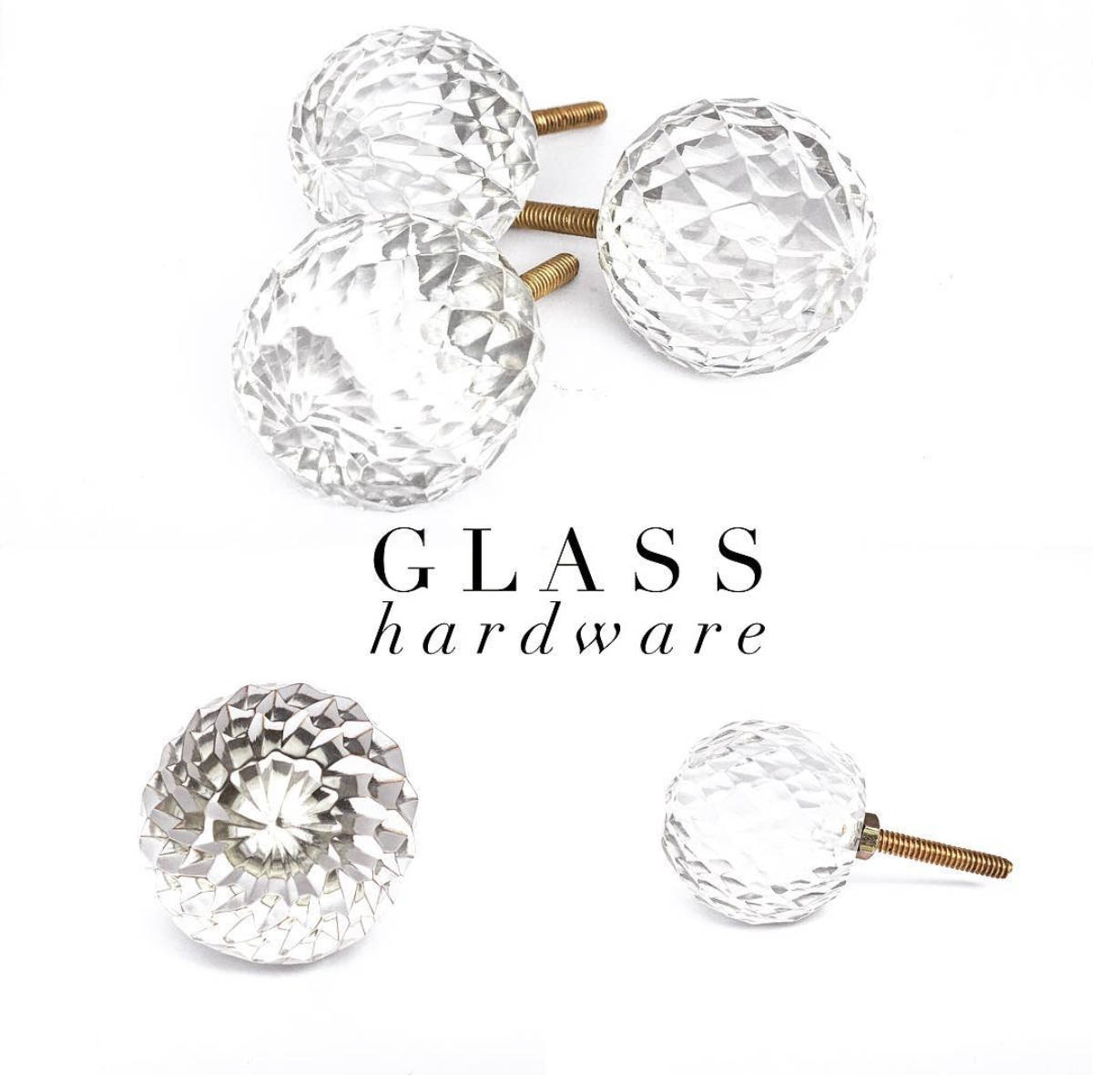 Solid Clear Glass Knob With Geometric Design Round Glass Etsy