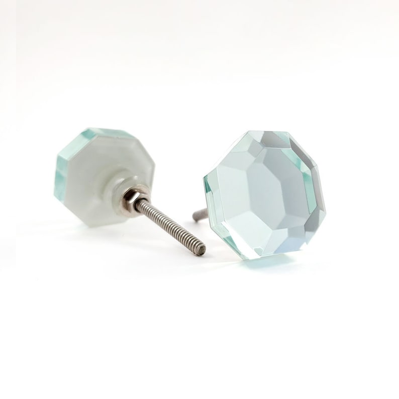 Mirrored Octagon Glass Knob Decorative Knob Decorative Etsy