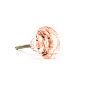 Pink Solid Glass Jewel Knob, Decorative Knob, Dresser and Bedroom Knob, Cabinet Pull, Sold Glass Handle, Vintage Knob, Luxe Knob