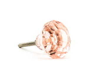 Pink Solid Glass Jewel Knob, Decorative Knob, Dresser and Bedroom Knob, Cabinet Pull, Sold Glass Handle, Vintage Knob, Luxe Knob