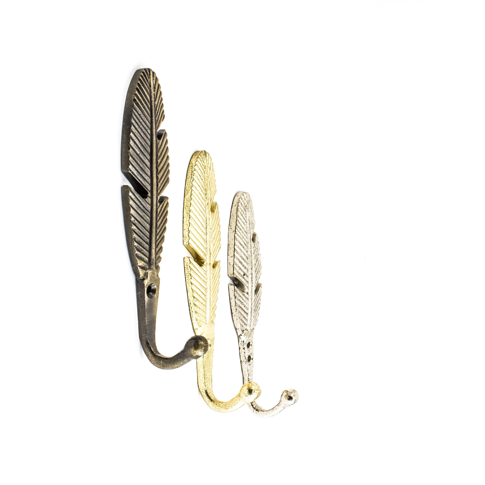 Antique Gold Feather Wall Hook Traditional Wall Decor Etsy