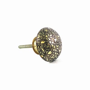 Gold Floral Embossed Knob, Gold Cabinet Knob, Flower Print Knob, Decorative Furniture Knob, Cabinet Pulls and Handles, Flower Knob