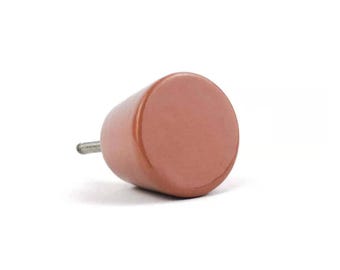 Muted Clay Arc Cylinder Ceramic Knob - Glazed