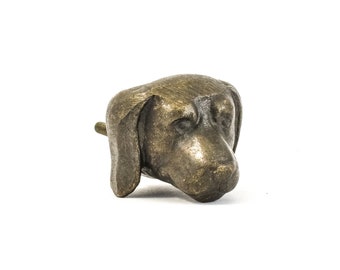 Antique Gold Dog Knob, Carved dog Knob, Baby Nursery Themed Knob, Vintage Drawer or Cabinet Pull, Kids Decor, Decorative Knob, Iron Knob
