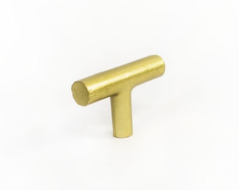 Gold Iron Cylinder T-Bar Pull, Iron Pull, Knobs and Pulls, Decorative Cabinet hardware, Gold Cabinet Knob, Dresser Pull, T-Bar Pull