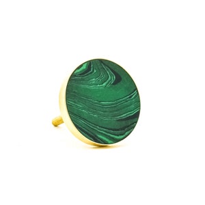 Green Malachite Inspired knob, Round Green and Gold Knob, Luxe Cabinet Hardware, Modern Knob, Vintage Knob, Traditional knob, Green & Brass