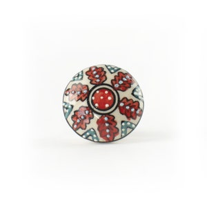 Red Spring Flower Knob, Ceramic Detailed Knob, Cabinet Hardware, Decorative Knob, Handles and Knobs, Handcrafted, Kitchen Knob,