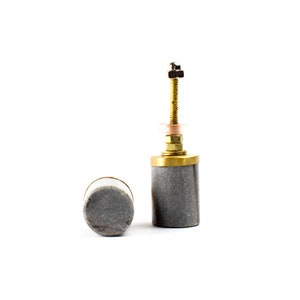 Bouton de cylindre en marbre gris et laiton, bouton d'armoire moderne, bouton décoratif, matériel de meubles, bouton en marbre gris, Pull, bouton en marbre image 1