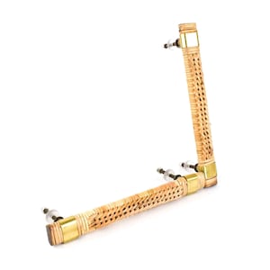 Large Rattan and Brass Handle, Rattan Handle, Large Cabinet Handle, Furniture Hardware, Decorative Handle, Luxe Handle, Luxury Handles, Wood