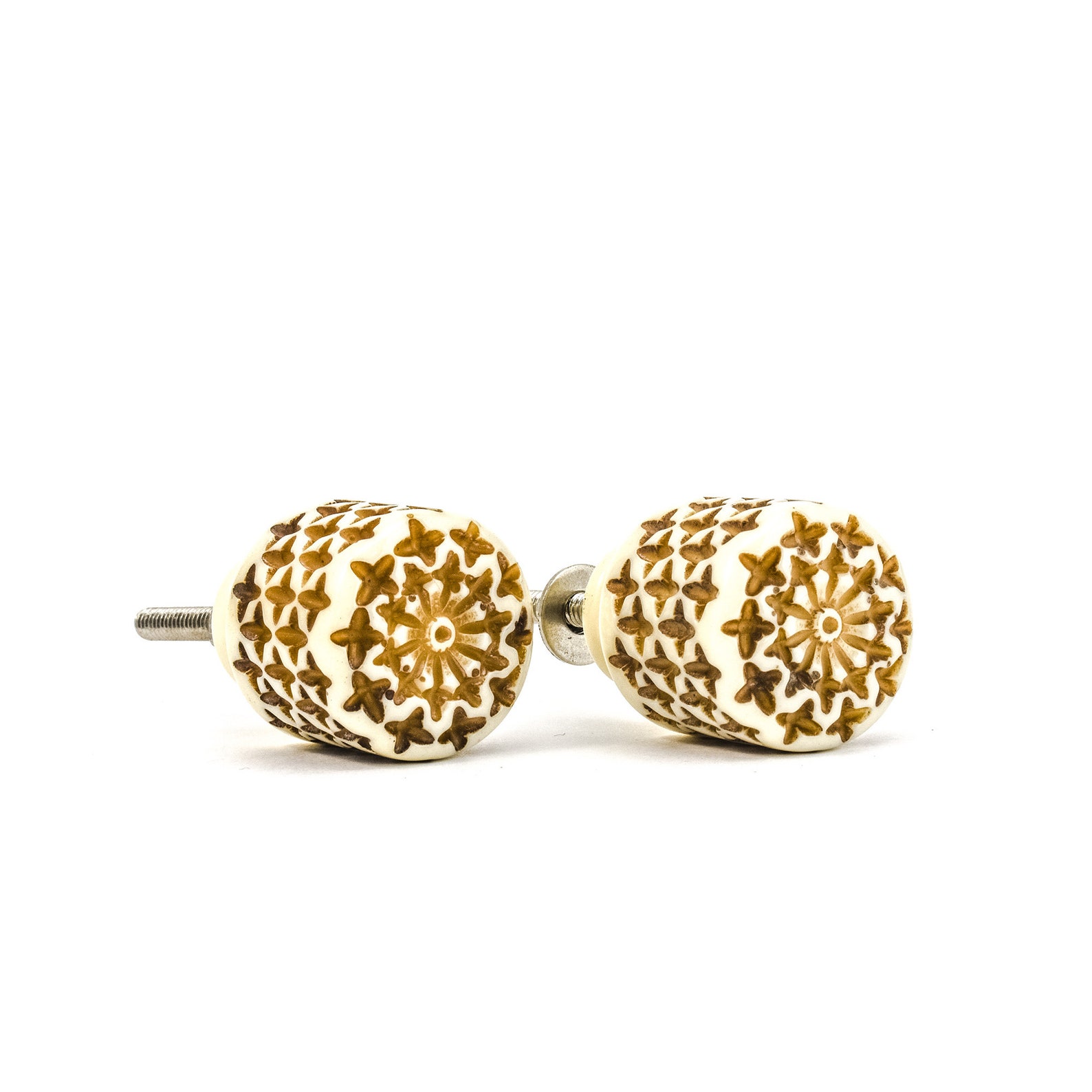 Small Cylinder Bohemian Knob Resin Knob Round Vintage Knob Etsy