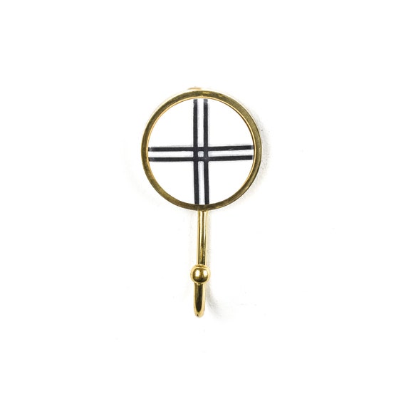 Marble and Brass Intersect Wall Hook, Traditional Wall Decor