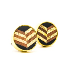 Herringbone and Brass knob, Round Cabinet Knob, Decorative Furniture Knob, Cabinet Pulls and Handles, Wood and Metal Knob, Brass Knob, Knob