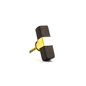 Dark Wood and Brass T-bar Pull, Wood Cabinet Knob, Furniture Hardware, Decorative Handles, Luxe Knob, pull, Luxury Handles, Brass, Modern