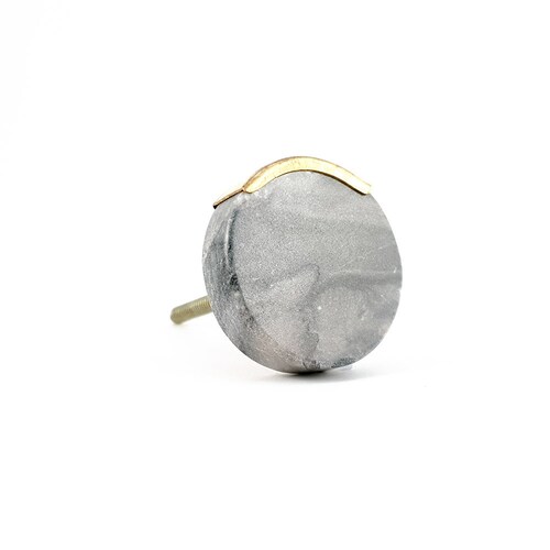 Grey Square Knob With Brass Trim Modern Knob Etsy Australia