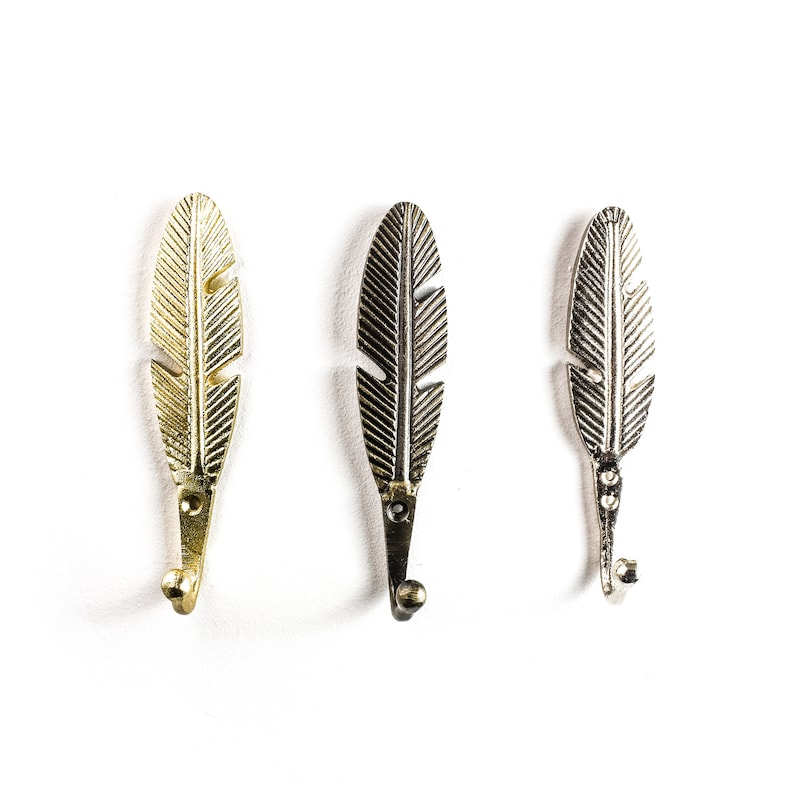 Antique Gold Feather Wall Hook Traditional Wall Decor Etsy