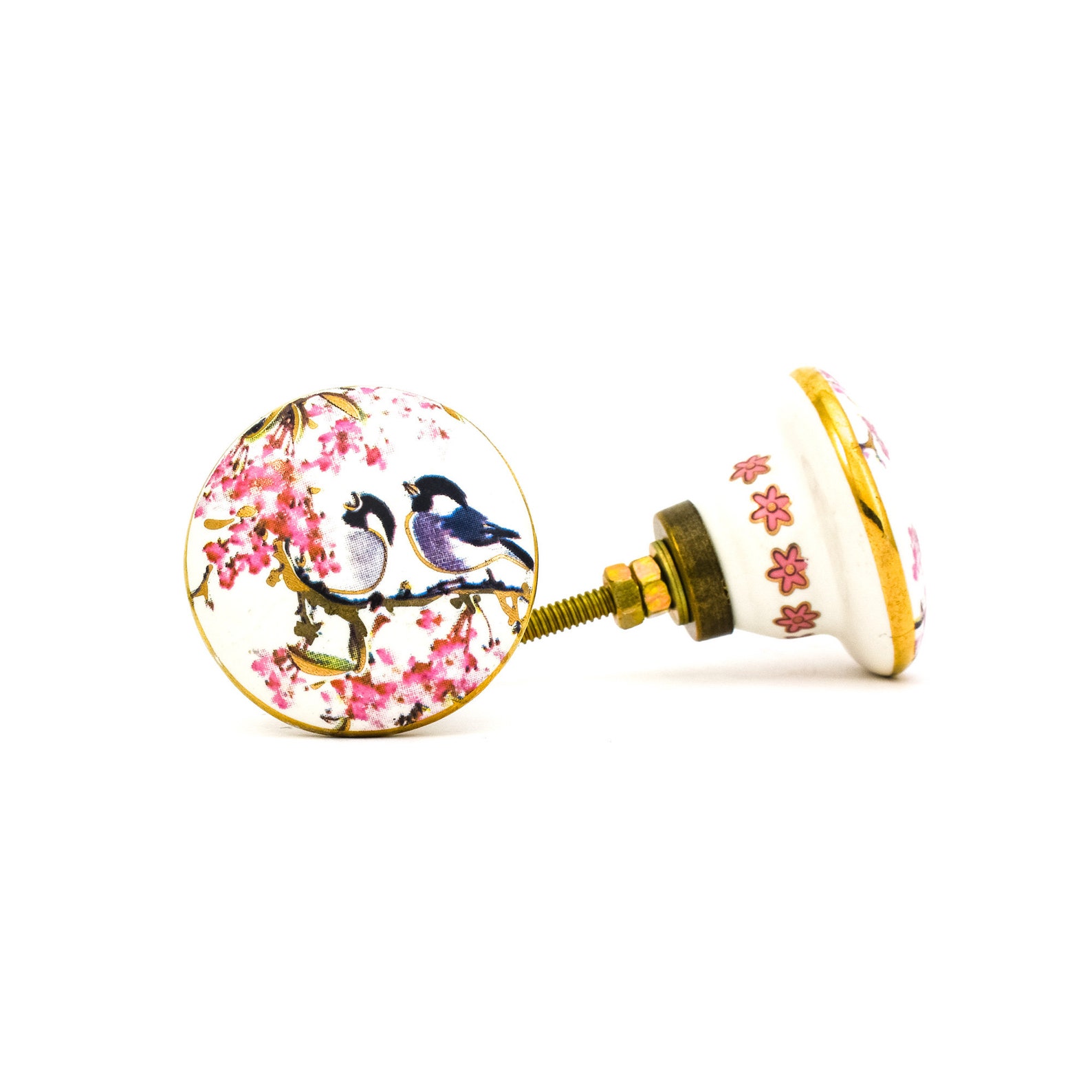 Fairywren and Blossom Knob Ceramic Bird Knob Etsy